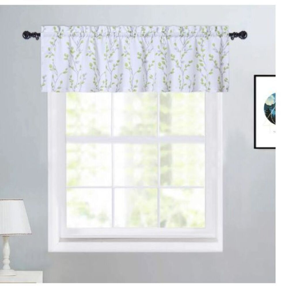 NEW 1 Curtain Valance 15x54” Floral Leaf Window Light Filtering